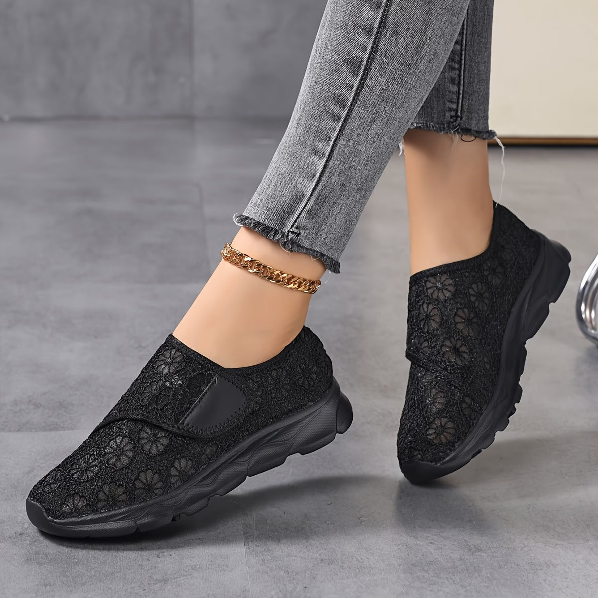 Baskets Confort en Dentelle Florale Respirante
