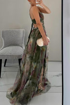 Robe femme maxi fluide imprimé floral bretelles fines col V – élégante été