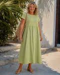 Awaline — Robe Midi Minimaliste Manches Courtes
