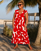 Verain — Robe Midi Fluide Col V Imprimé Abstrait