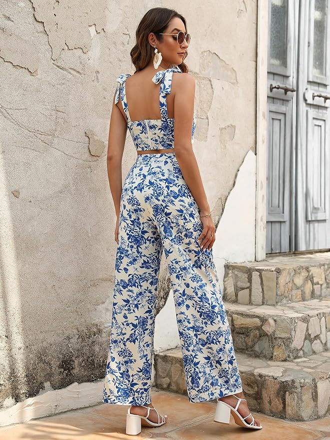 L'Ensemble Florence imprimé floral bleu