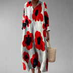 Robe Femme Motif Géométrique Coupe Ample Tissu Léger Usage Quotidien