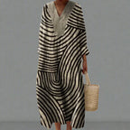 Robe Femme Motif Géométrique Coupe Ample Tissu Léger Usage Quotidien