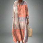 Robe Femme Motif Géométrique Coupe Ample Tissu Léger Usage Quotidien
