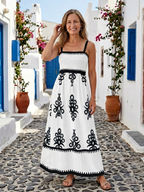Odelina — Robe Longue Sans Manches Buste Smocké
