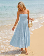 Robe Bustier Broderie Anglaise Bleu Ciel