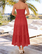 Robe Bustier Broderie Anglaise Corail