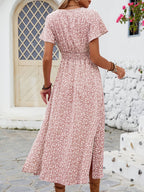 Robe Portefeuille Fleurie Rose