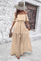 Robe Longue Col Bateau Champêtre
