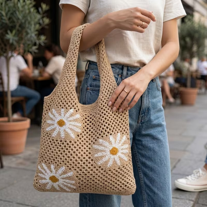 Sac Crochet Marguerites