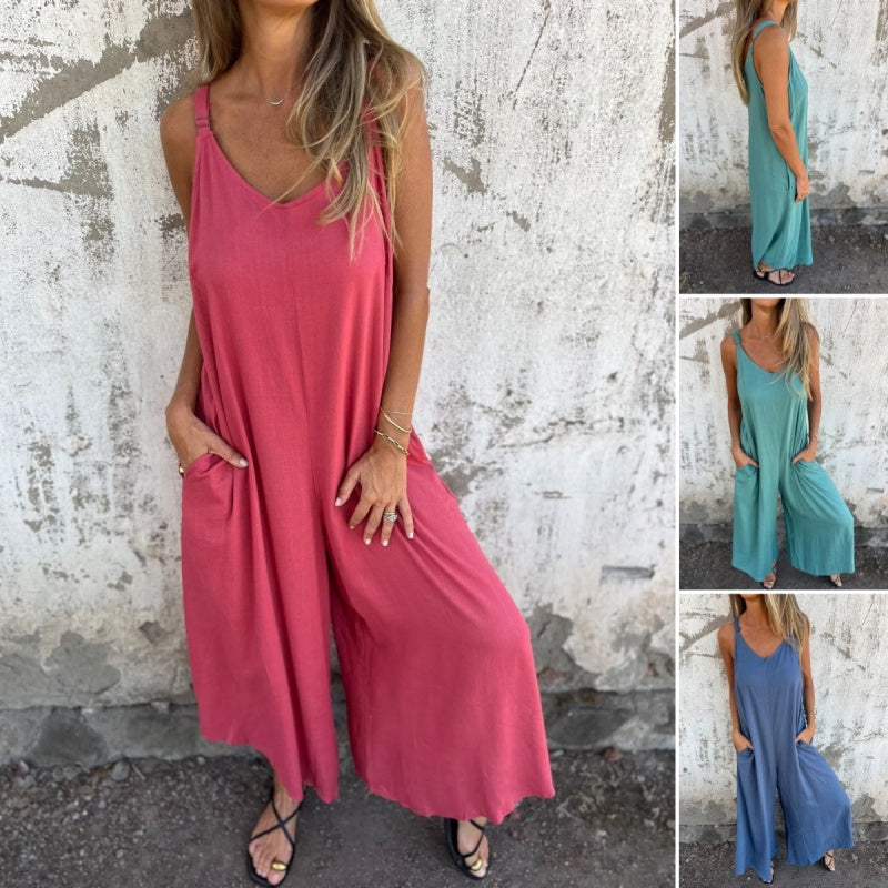 Combinaison Femme Ample en Coton & Lin — Bretelles Réglables