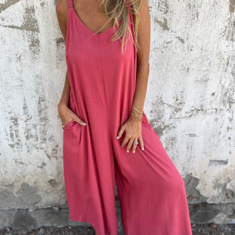 Combinaison Femme Ample en Coton & Lin — Bretelles Réglables