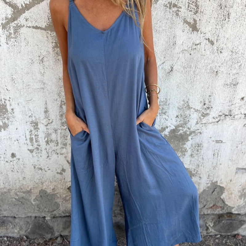 Combinaison Femme Ample en Coton & Lin — Bretelles Réglables