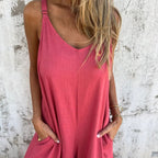Combinaison Femme Ample en Coton & Lin — Bretelles Réglables