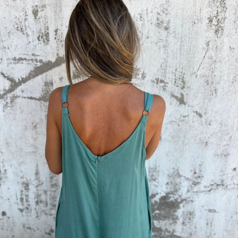 Combinaison Femme Ample en Coton & Lin — Bretelles Réglables